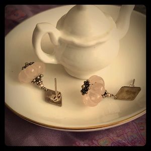 Sterling silver earrings. Pink Quartz.
